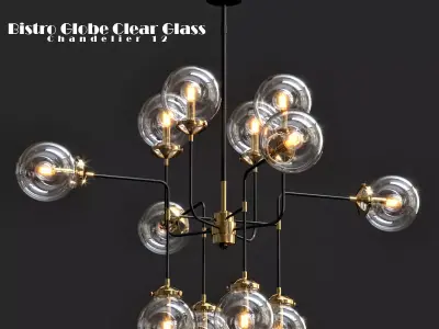 Bistro Globe Clear Glass Chandelier 3D model