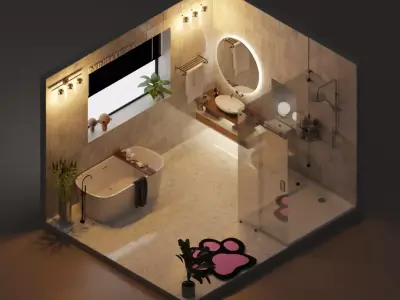 bathroom Low-poly 3D model purchase