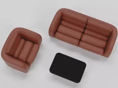 Curve Sofa Set  1 64 Scale Diorama Furniture  3D print model