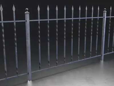 Wrought Iron Decorative Fence Set Low-poly 3D model