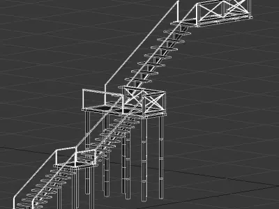 Simple metallic stairs 3D model