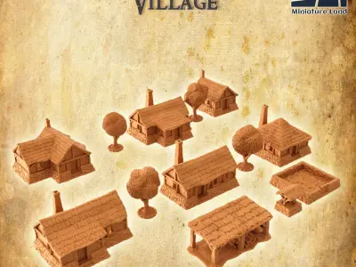 Modular Medieval Village Tabletop Terrain 28 MM 3D print model