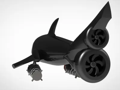 Shark submarine nautilus style 3D model