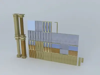 Stone and Wood Architecture Set 3D model