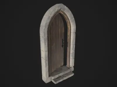 Arched Medieval Door Low-poly 3D model
