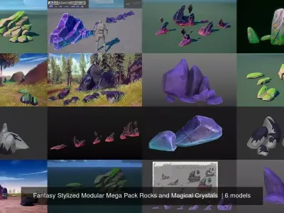 Fantasy Stylized Modular Mega Pack Rocks and Magical Crystals 