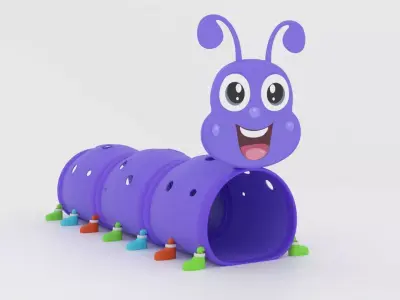 Caterpillar Play Tunnel Cartoon 3D Model Low-poly 3D model