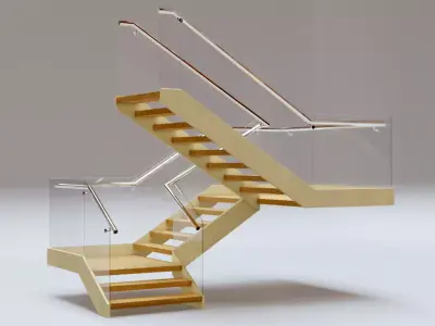 Stairs Set 06 - Stairs with 4 diferent designs Low-poly 3D model