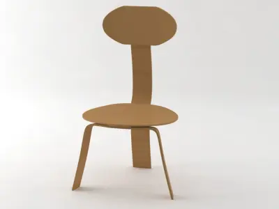 simple wood chair 3D model