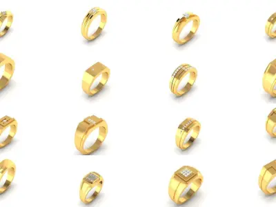 52 Ring Engagement Wedding Band 3dm render details 3D Model Pack