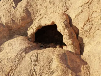 Cave low-poly entrance to in desert 3D model