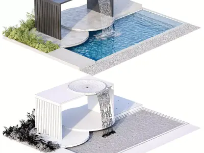 Backyard Pool and Landscape with Pool 15 3D model