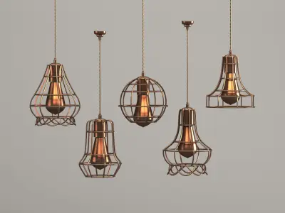 Five Hanging Lights 02 Free 3D model