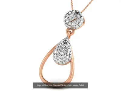 15 Pear Shape Light wt Diamond Charms Pendant 3dm render Detail  3D Model Pack