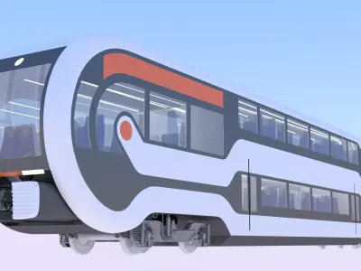 Futuristic doubledeck train 3D model