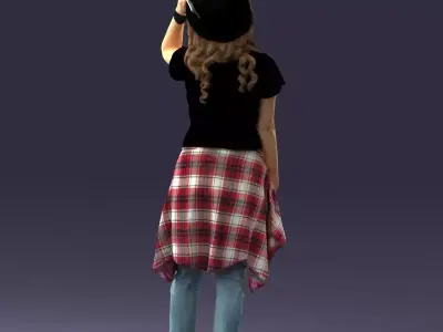 000398 Young Woman in Casual Street Outfit Low-poly 3D model