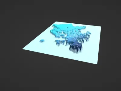 Europe Map Topography Low-poly 3D model
