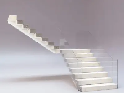Stairs Set 01 - Marble Stairs in diverse shapes Low-poly 3D model