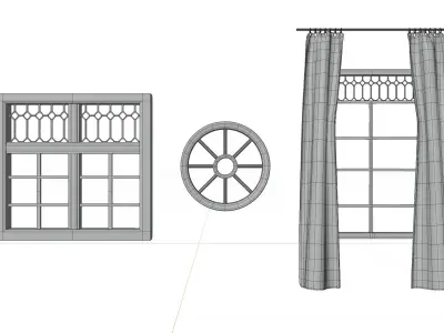 Windows window with glass Low-poly 3D model