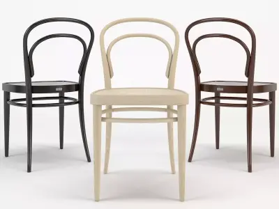 Thonet Chair 214 in Light Beech Brown and Black 3D Model Pack