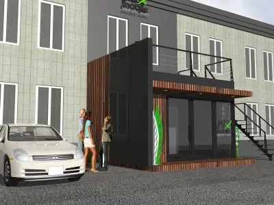 mini office with coffee shop Low-poly 3D model