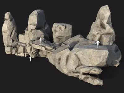 Mountain cliff Rocks - 3D Models PBR Pack 02 Low-poly 3D model