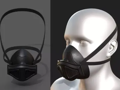 Gas mask helmet 3d model military combat fantasy  Low-poly 3D model 11
