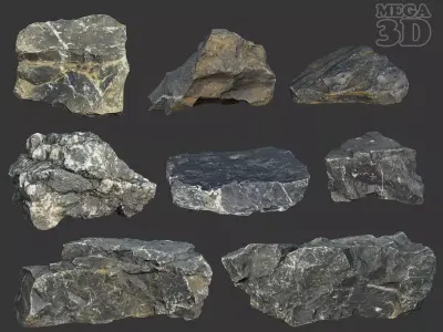 Gray Sharp Rock 220801 Photogrammetry - Ultra HD 16K Textures Low-poly 3D model
