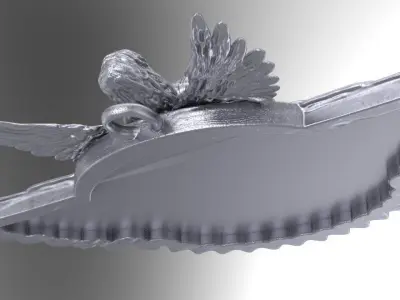 Assyrian Goddess of peace winged Sun Disc Pendant 3D print model