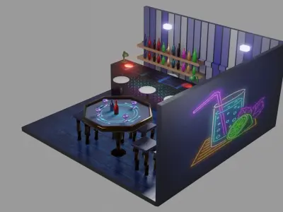 Bar Nightclub Gin place Low-poly 3D model