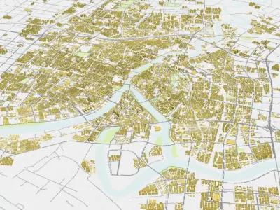 NingBo City urban planning maquett  building   3D Topography 3D model