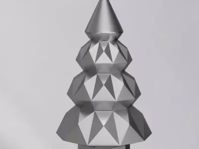 Low Poly Christmas Tree Decoration STL - Print in Place 3D print model