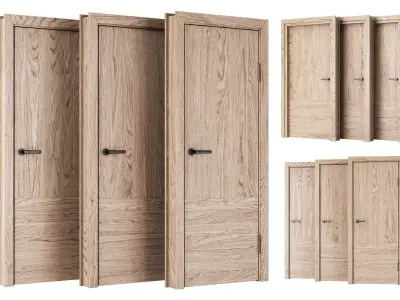 Wooden Door Set V13  3D model