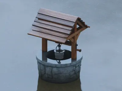 Ancient well Low-poly 3D model