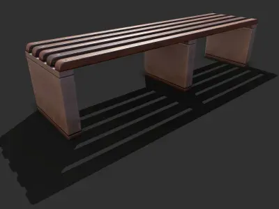 Bench Low-poly 3D model 10