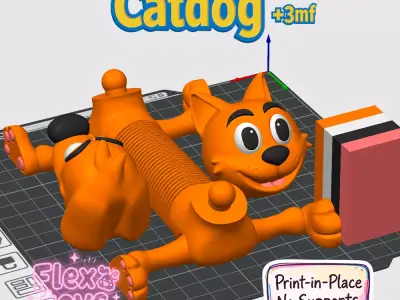 Flexi CatDog  Flexible 3D-Printable Toy 3D print model