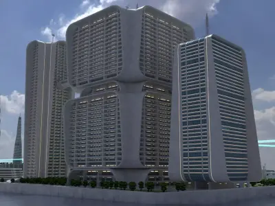 Oceanicity Futuristic Floating City 3D Model 3D model