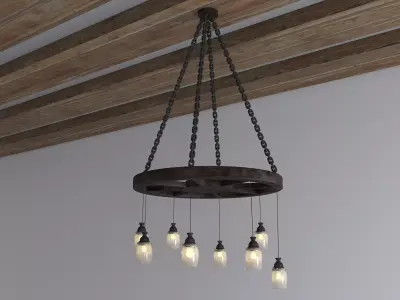 Wooden Chandelier Free 3D model