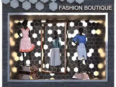 Store-02 fashion boutique window display 3D model