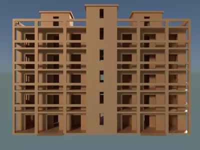 Building 1 on sky Low-poly 3D model