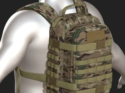 Backpack military combat soldier armor scifi  Low-poly 3D model
