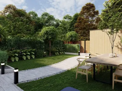 3D Exterior Scene 3D model design garden and landscape 3D  3D model