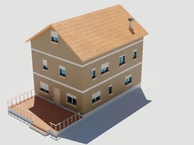 Family house 3D low poly Low-poly 3D model