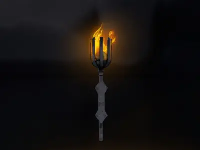 Medieval Torch V04 Low-poly 3D model
