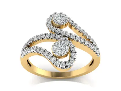 Light Weight Rose Gold Diamond Ring  -R-3908 3D print model