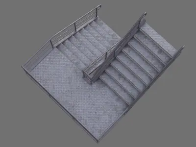 Stair 1E Low-poly 3D model