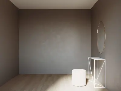 MODERN CONSOLE WITH MIRROR AND POUF Free 3D model