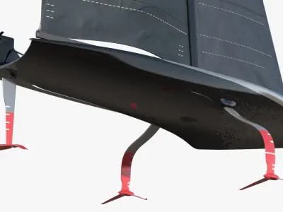  High-Speed Foiling Regatta Yacht Black 