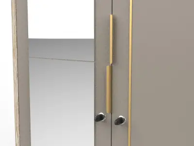 Modern Mirrored Wardrobe Armoire Closet FlatPack Free 3D model