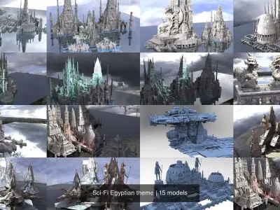 Sci-Fi Egyptian theme 3D Model Pack